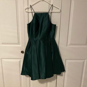 Betsy & Adam Halter-Neck Fit & Flare Formal Dress